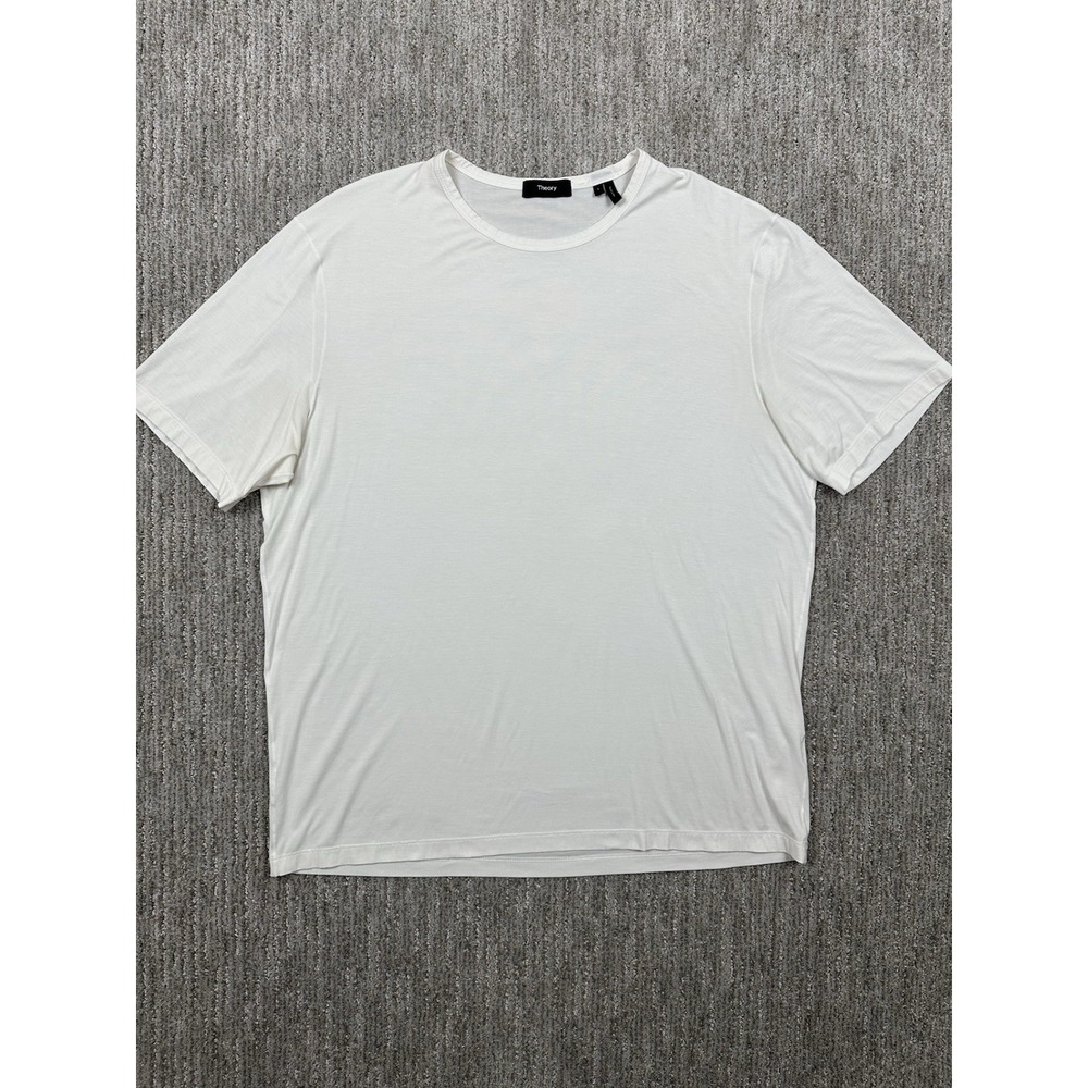 Theory Mens Large Essential Tee Anemone Milano White Modal Blend T-Shirt